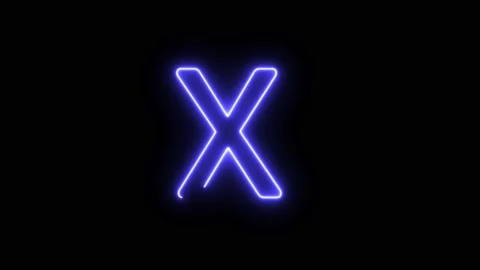 Neon Fill Blue Text Animation written on black background Alphabet X Stock Footage 171399679