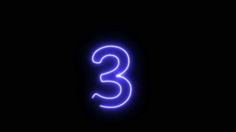Neon Fill Blue Text Animation written on black background Number 3 Stock Footage 171399698