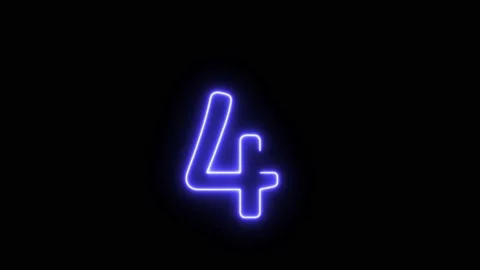 Neon Fill Blue Text Animation written on black background Number 4 Stock Footage 171399701