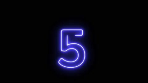 Neon Fill Blue Text Animation written on black background Number 5 Stock Footage 171399704