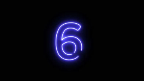 Neon Fill Blue Text Animation written on black background Number 6 Stock Footage 171399705