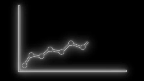 Neon Financial Chart with Upward Arrow Animation, Glowing Graph with Arrow Up 库存影片 313753771