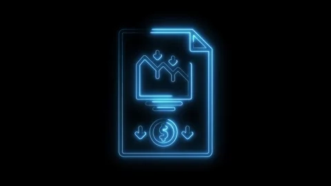 Neon financial report with decreasing graph and dollar coin depicting marke.. 库存影片 312447989
