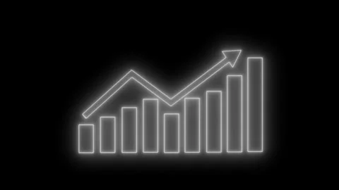 Neon Financial Report Visualization Animation with Positive Business Growth Stock Footage 337008156
