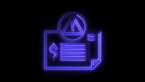 Neon financial statement warning indicator animation financial risk and loss Video stock 322970134