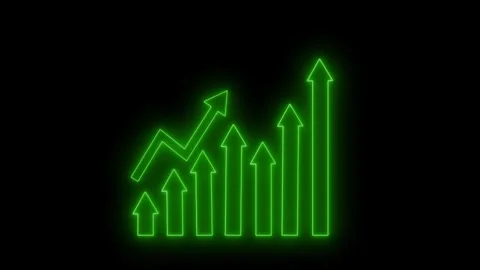 Neon Financial Success Graph Animation with Dynamic Bar Chart Growth Stock Footage 337007575