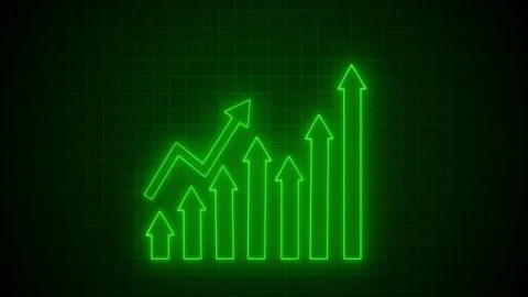 Neon Financial Success Graph Animation with Dynamic Bar Chart Growth Stock Footage 337007601