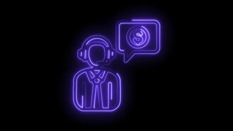 Neon financial support agent animation illustrating online customer service.. Stock Footage 346006530