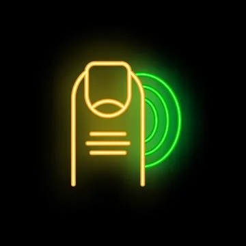 Neon finger touching digital screen interface イラスト素材