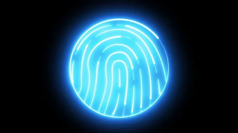 Neon fingerprint animation. Stock Footage 196161638