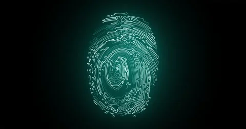 Neon Fingerprint on black background Stock Footage 168904307