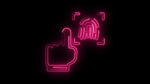 Neon fingerprint scan animation security biometric identification verificat.. Stock Footage 346008301