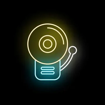 Neon fire alarm bell ringing emergency notification Stock Illustration