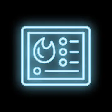 Neon fire alarm system displaying warning sign Stock Illustration