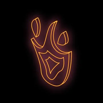 Neon fire burning with bright orange flames on black background Stock Illustration