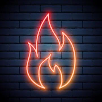 Neon fire icon. Elements in neon style icons. Simple neon flame icon for webs Stock Illustration