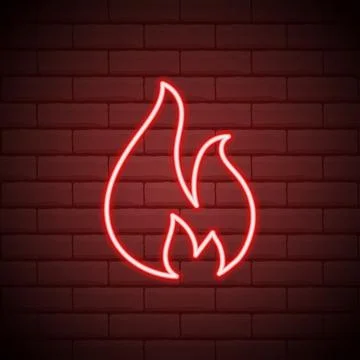 Neon fire icon. Elements in neon style icons. Simple neon flame icon for webs Stock Illustration