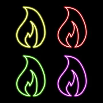 Neon fire icon. Elements in neon style icons. Simple neon flame icon for webs Stock Illustration