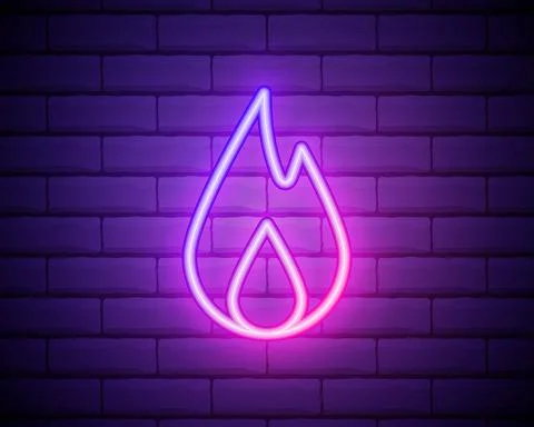 Neon fire icon. Elements in neon style icons. Simple neon flame icon for webs Stock Illustration