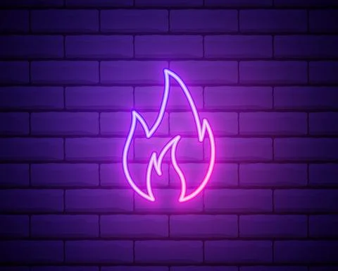 Neon fire icon. Elements in neon style icons. Simple neon flame icon for webs Stock Illustration