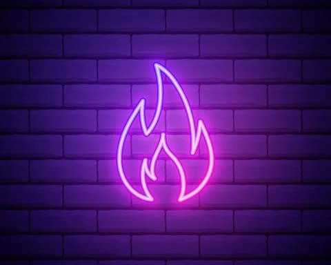 Neon fire icon. Elements in neon style icons. Simple neon flame icon for webs Stock Illustration