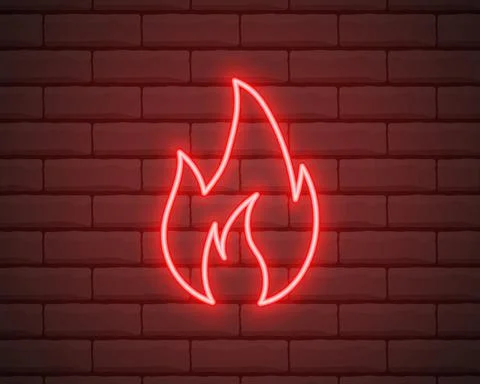 Neon fire icon. Elements in neon style icons. Simple neon flame icon for webs Stock Illustration