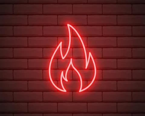 Neon fire icon. Elements in neon style icons. Simple neon flame icon for webs Illustrazione stock