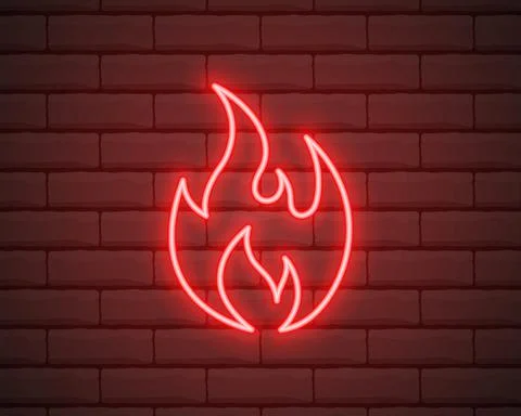 Neon fire icon. Elements in neon style icons. Simple neon flame icon for webs Stock Illustration