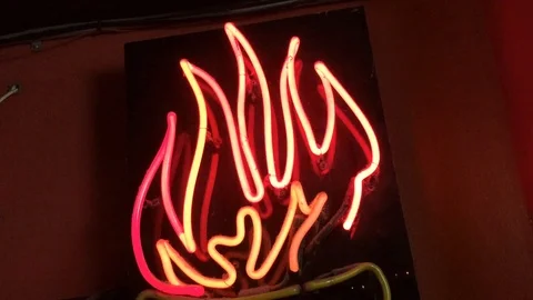 Neon Fire Sign Stock Footage 97968233