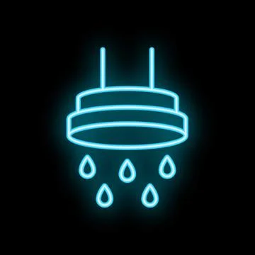 Neon fire sprinkler system protecting building from fire hazard Stock Illustration