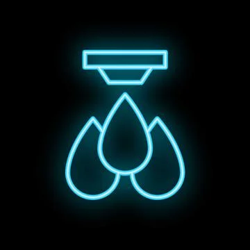Neon fire sprinkler system protecting building from fire Ilustración de archivo