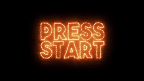 Neon, fire style text of "Press Start". Hot, burning typography,  Stock Footage 121854375
