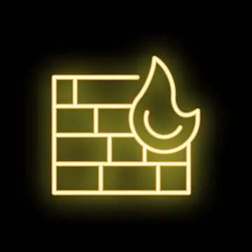 Neon firewall icon representing internet security and protection Stock Illustration