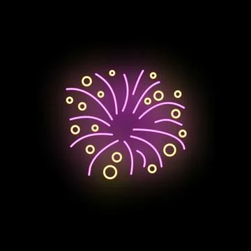 Neon firework celebrating event on dark background Illustrazione stock