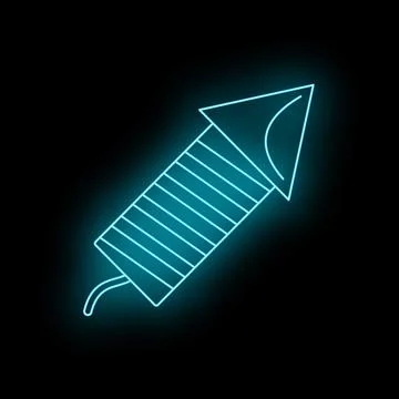 Neon firework rocket icon glowing in dark Иллюстрация