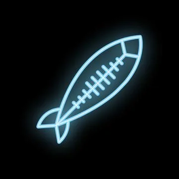 Neon fish bone shining on black background Stock Illustration