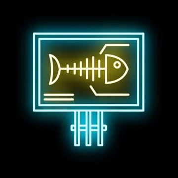 Neon fish skeleton x ray display panel 스톡 일러스트