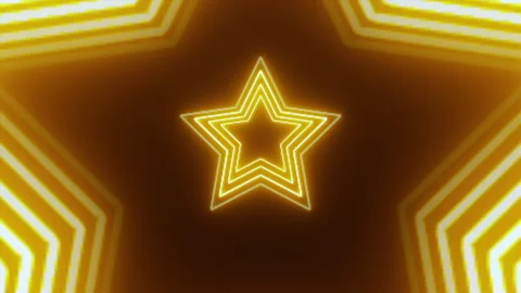 Neon five pointed star Stock Footage 227365516