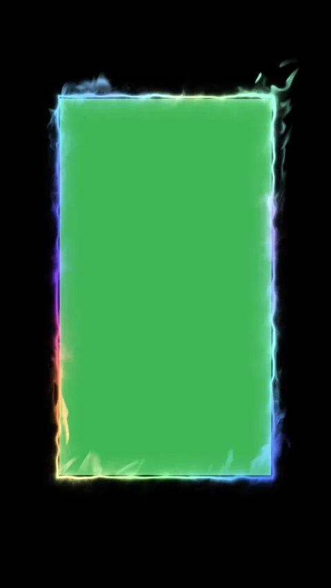 Neon Flame Frame Green Screen Vertical Stock Footage 344764142
