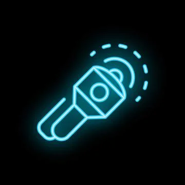 Neon flashlight beam shining in vector graphic illustration style Stock Illustration
