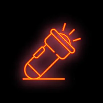Neon flashlight shining bright light beam in darkness Stock Illustration