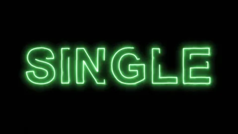 Neon flickering green text SINGLE in the haze. Alpha channel Premultiplied - Stock Footage 82862035