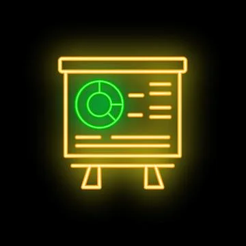 Neon flipchart with analytics data showing business presentation Illustrazione stock