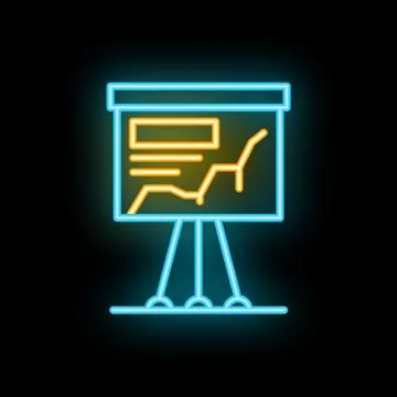 Neon flipchart with growing chart for business presentation Illustrazione stock