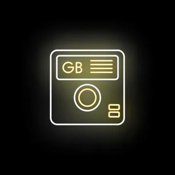 Neon floppy disk icon storing digital data Stock-Illustration