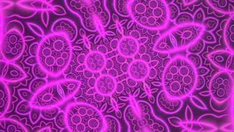 Neon Floral Pattern VJ Seamless Loop Stock Footage 340527079