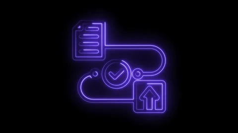Neon flowchart animation representing data processing,cloud computing and upload Stock Footage 330781347