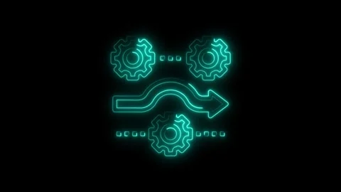 Neon flowchart animation showing process optimization and business workflow.. Video stock 308461244