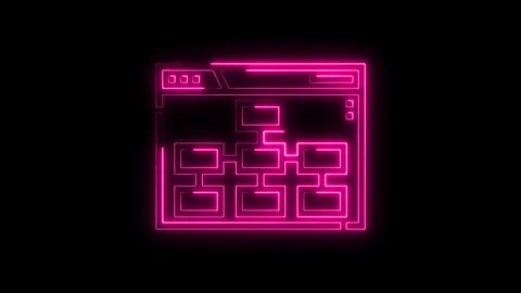 Neon flowchart animation of software or website architecture concept in mag.. Stock Footage 312333400