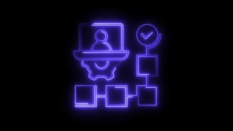 Neon flowchart displaying online workflow automation process Stock Footage 308286164